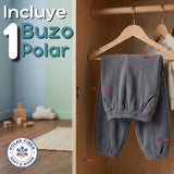 Buzo Solo Pantalón Gris Bebé Niño Forrado Polar