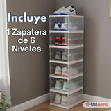 Zapatera Plegable 6 Niveles Cajas Organizadoras Apilable Color Blanco