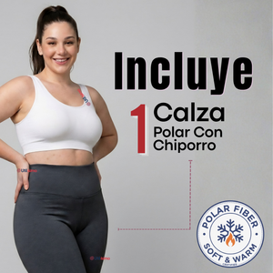 Calza Polar Con Chiporro Térmica Mujer Elasticada Gris Marengo