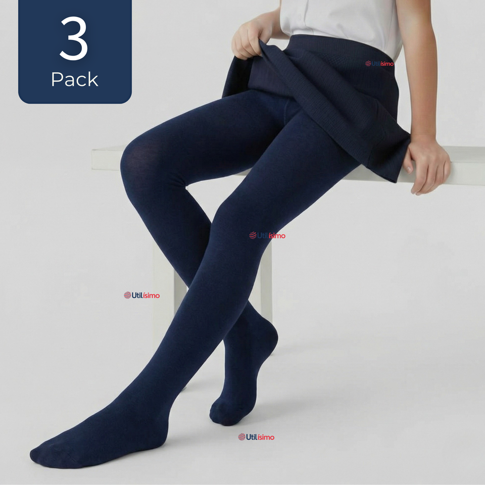 Pack 3 Panty Ballerinas Elasticadas Escolares Niña Algodón Azul