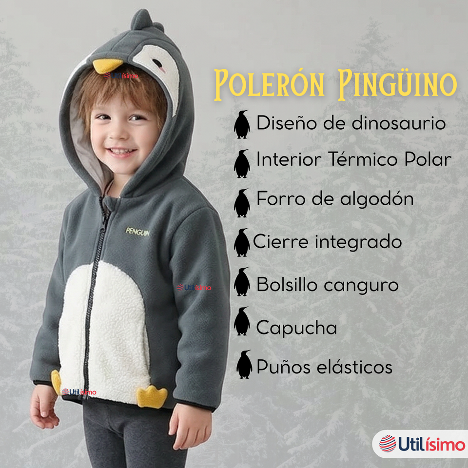 Polerón Polar Con Capucha Invierno Bebé Niño Happy Penguin
