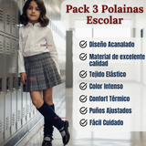 Pack 3 Polainas Escolares Invierno Abrigadoras Niña Azul Acrílico