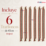 Pack 6 Trariloncos Cintillos Mapuches Rojo 87cm Fechas Patrias