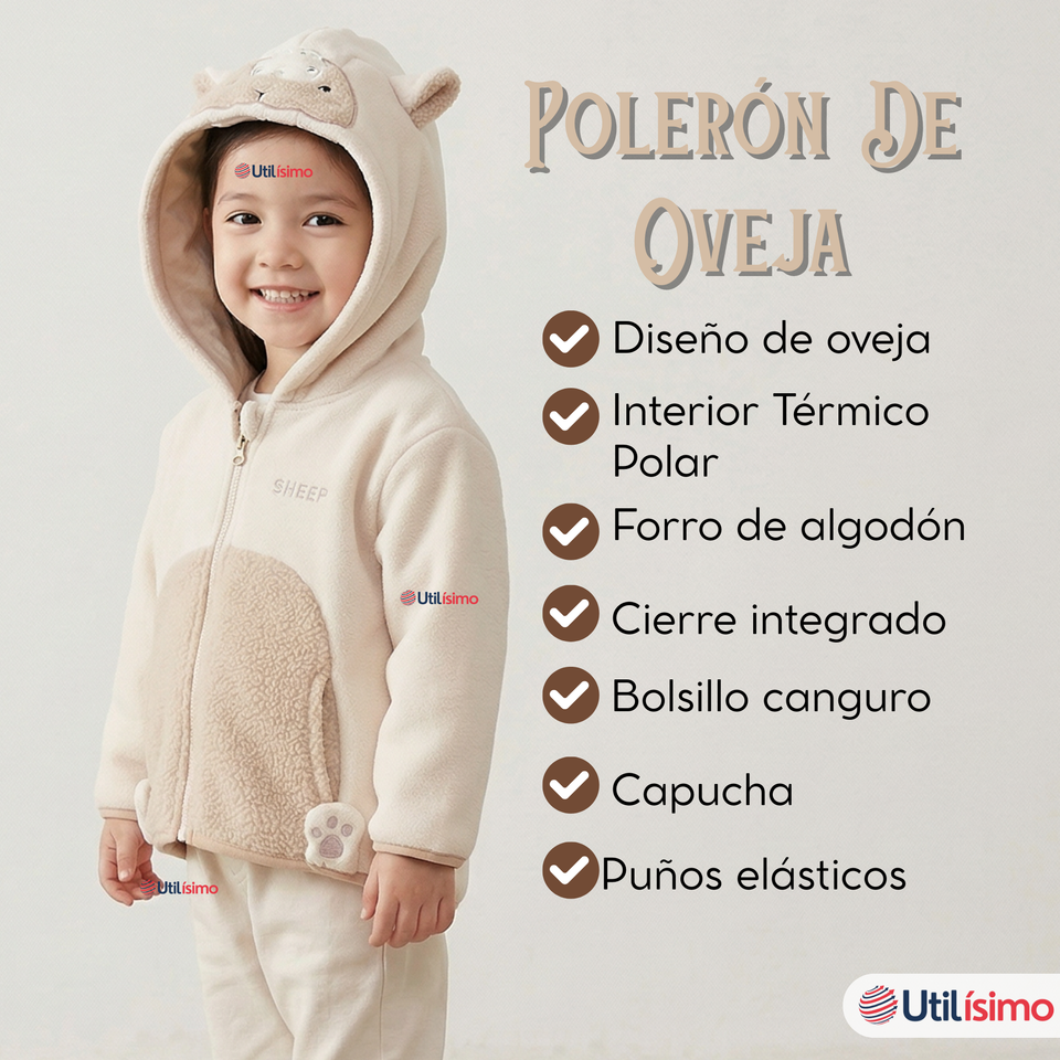 Polerón Polar Con Capucha Invierno Bebé Niña Fluffy Sheep