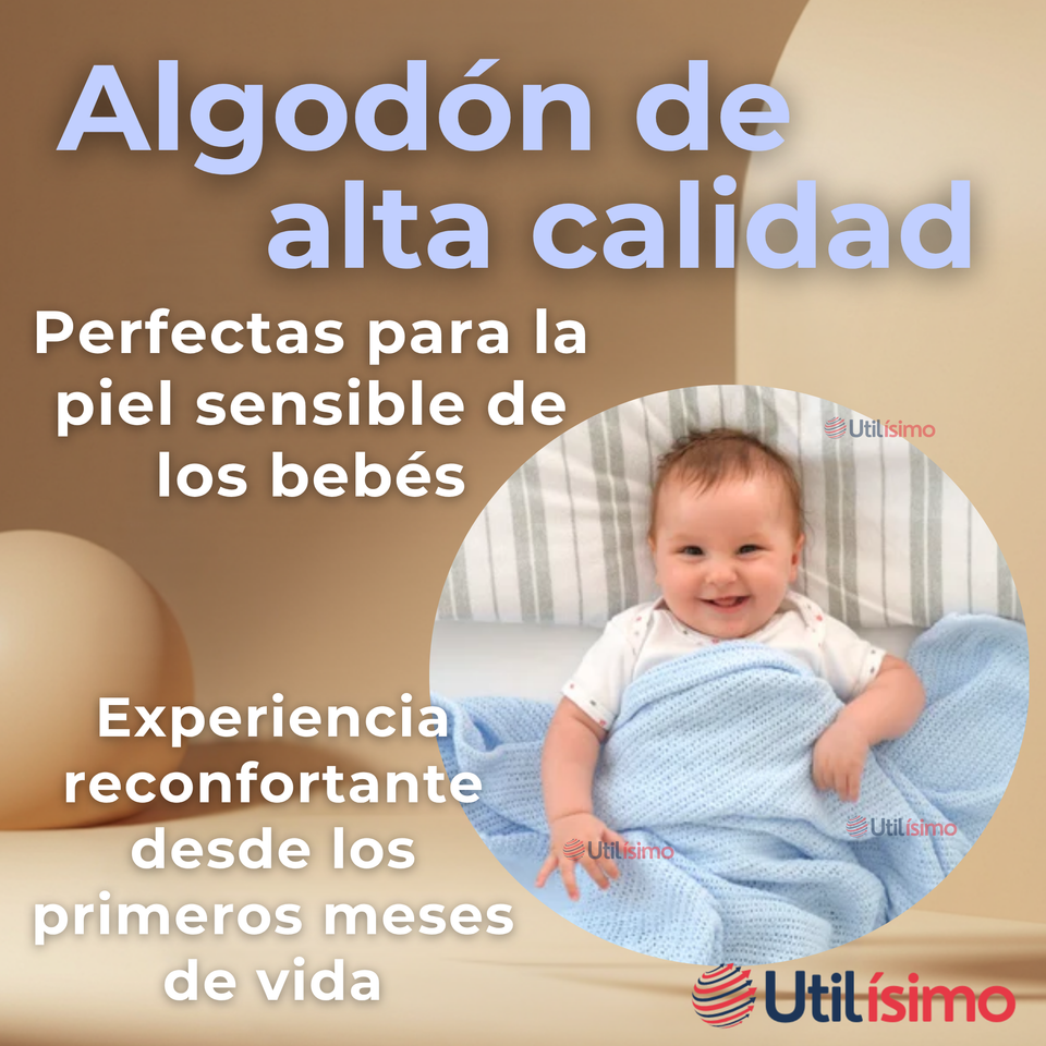 Set 3 Tutos Pañales Mantas 100% Algodón Para Bebés Niños