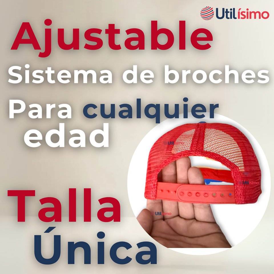 Gorro Jockey Talla Única Ajustable Malla Poliéster Estampado Chileno