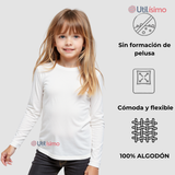 Pack 3 Camisetas Algodón Manga Larga Polera Niña Primera Capa Blanco y Negro