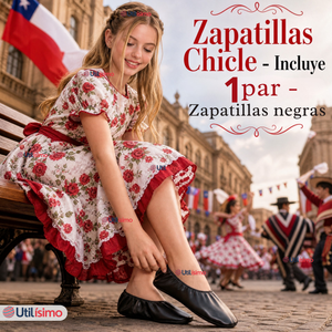 1 Par Zapatillas Chicle Negras Juvenil Bailes Danza Fiestas Patrias Tallas 36 37 38 39 40 41