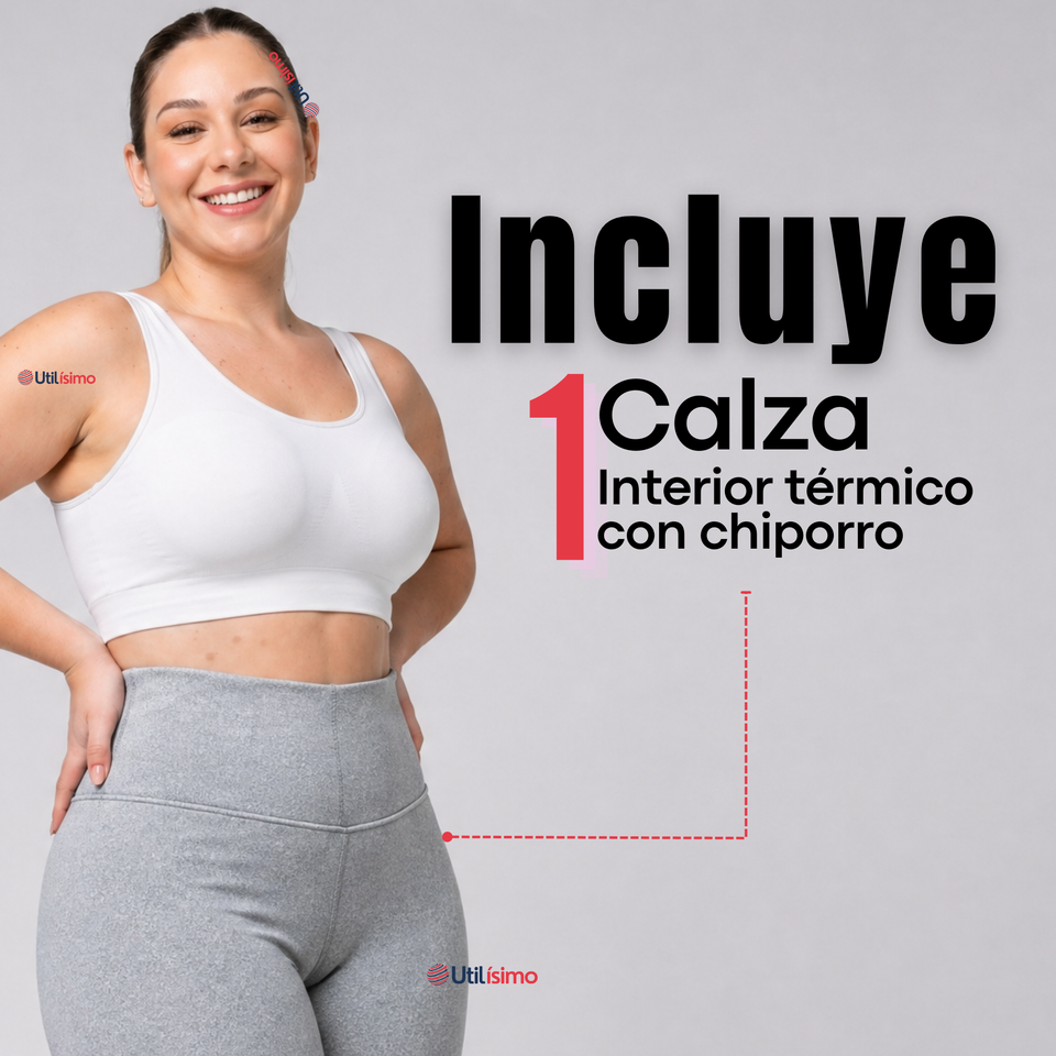 Calza Polar Con Chiporro Térmica Mujer Elasticada Gris Melange