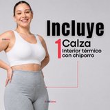 Calza Polar Con Chiporro Térmica Mujer Elasticada Gris Melange