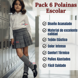 Pack 6 Polainas Escolares Invierno Abrigadoras Niña Gris Acrílico