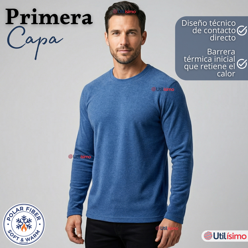 Camiseta Polera Polar Primera Capa Manga Larga Colores Surtidos Hombre