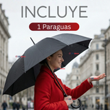 Paraguas Mate Grande 92,5 Cm Sombrilla Automática Mango Largo Negro
