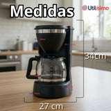 Cafetera Eléctrica 6 Tazas 600W de Potencia Con Filtro Reutilizable