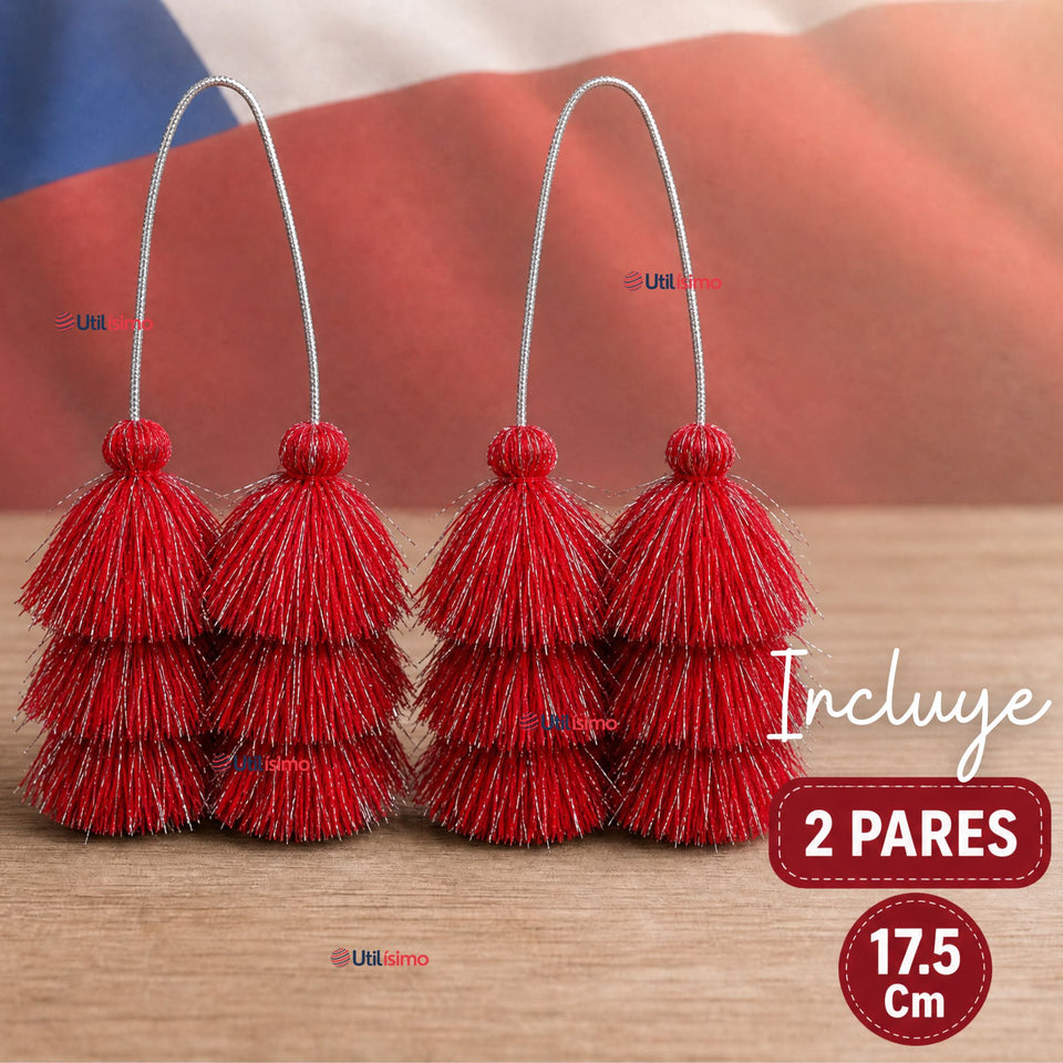 Pack 2 Tulmas Peinado Accesorio Sambo Caporal Rojo Baile Típico