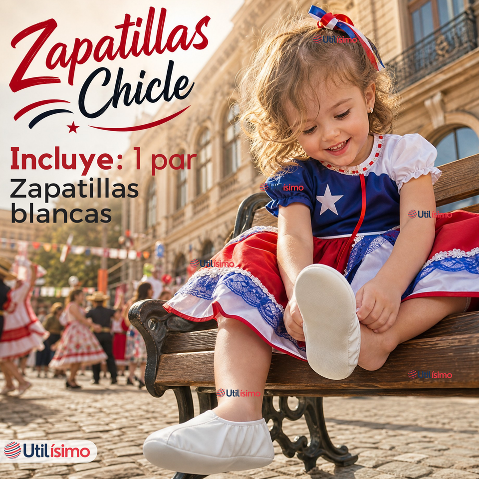 Zapatillas Chicle Blancas Niña Bailes Danza Fiestas Patrias Talla 24-29