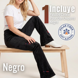 Pantalón Cotelé Palazzo Polar Con Chiporro Elasticado Térmico Negro