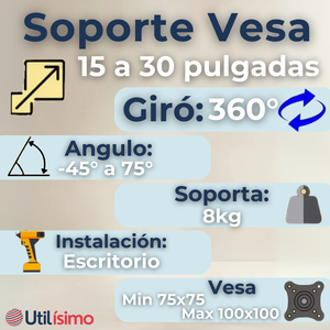Soporte Monitor Escritorio Brazo Articulado 15 a 30 Pulgadas 15 17 19 22 24 27 28 29 30