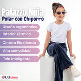 Calza Palazzo Niña Polar Con Chiporro Elasticada Térmica Navy Blue