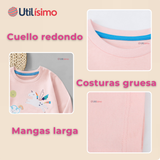 Polera Manga Larga Niña 100% Algodón Dinosauro Unicornio Rosado Camiseta