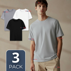 Pack 3 Camisetas Poleras 100% Algodón Básicas Lisa Elástica Hombre Colores Surtidos