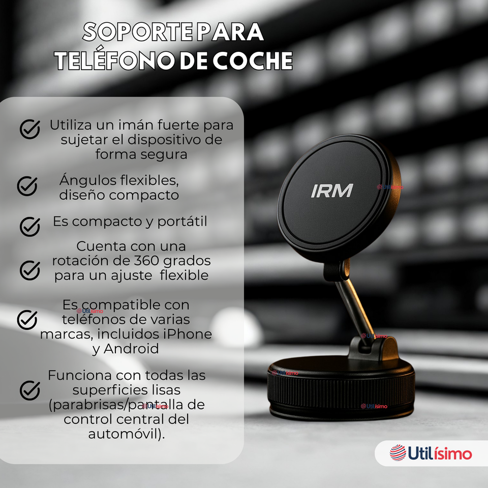 Soporte De Auto Celular Magnético Iphone Android Negro