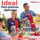 Pack 3 Delantal Cocina Chile Fiestas Patrias Bandera Chilena 60X90 CM Condorito