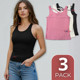 Pack 3 Camisetas Poleras 100% Algodón Básicas Lisa Con Espalda Cruzada Mujer Colores Surtidos Peto