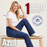 Calza Polar Con Chiporro Palazzo Mujer Elasticada Térmica Azul