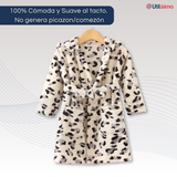 Batas De Baño Con Capucha Y Bolsillos Niño Y Niña Polar Animal Print