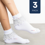 Pack 3 De Calcetines Con Vuelo Blanco Niña Algodón Fiestas Patrias De 3 Meses a 10 años