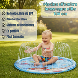 Alfombra De Agua Piscina A Chorros Cascada Niños Color Celeste 100 cm