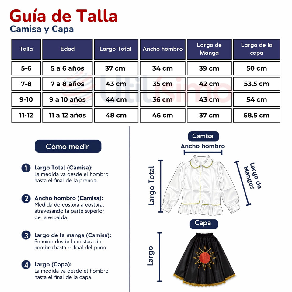 Traje Tirana Diablada Negro 3 Piezas Niña Baile Típico Fiestas Patrias
