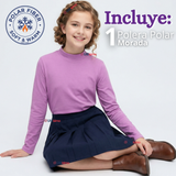 Polera Camiseta Polar Lila Primera Capa Cuello Beatle Manga Larga Niña