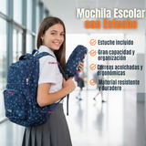 Mochila Escolar Con Estuche 46cm Poliéster Impermeable Niña Juvenil