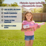 Pistola Lanza Agua Dinosaurio Color Rosado Juguete 40cm Niña