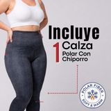 Calza Polar Con Chiporro Térmica Mujer Elásticada Negro Jeans