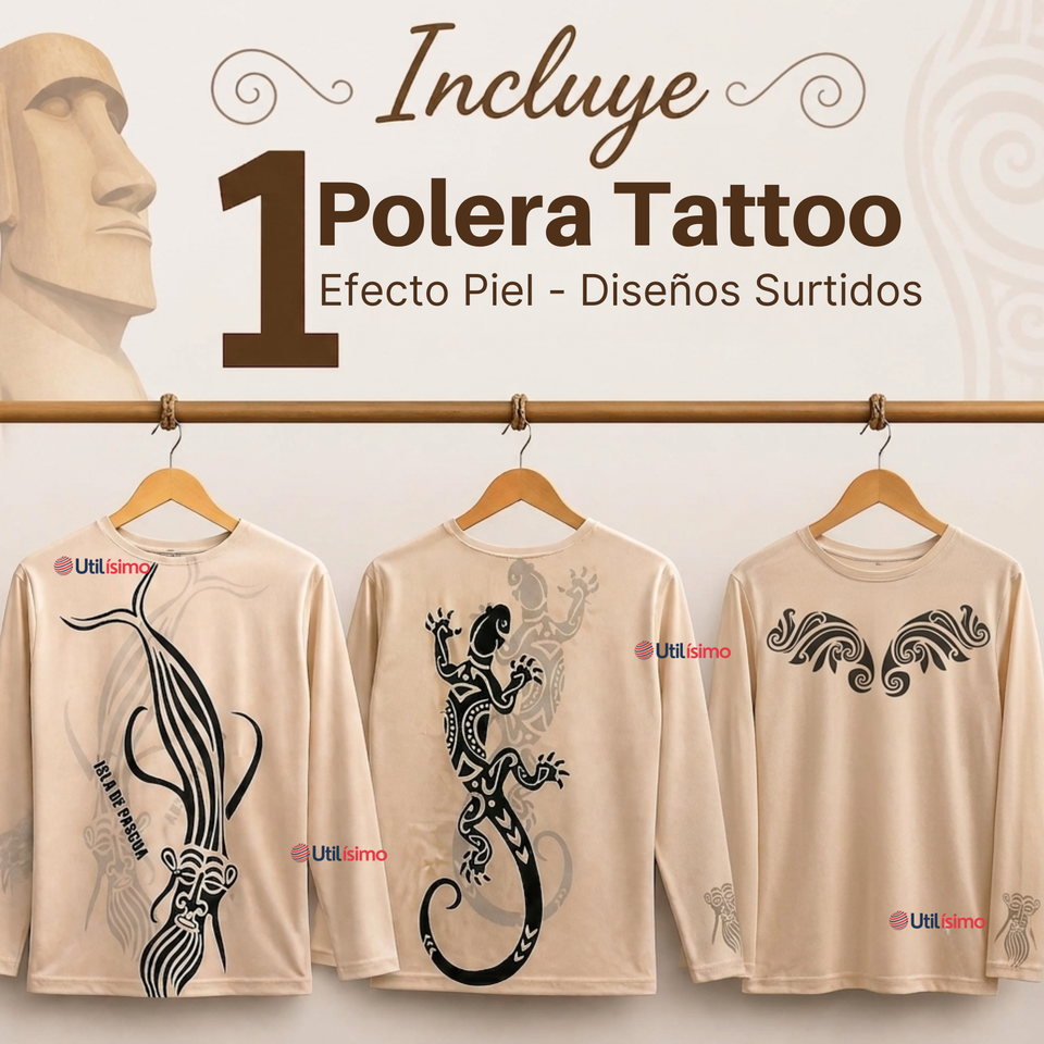 Polera Efecto Piel Tatuaje Falso Niño Rapa Nui Fiestas Patrias