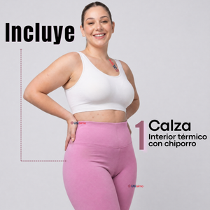 Calza Polar Con Chiporro Térmica Mujer Elasticada Pink