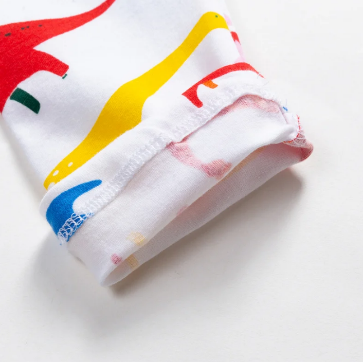 Calzas Niña Dinosaurios De Colores Blanco Jump Kids 100% Algodón