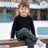 Polera Camiseta Polar Negra Primera Capa Escolar Cuello Redondo Manga Larga Niño