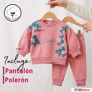 Conjunto 2 Piezas Buzo Pantalón Polerón Algodón Tedmimak Bebé Niña