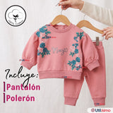 Conjunto 2 Piezas Buzo Pantalón Polerón Algodón Tedmimak Bebé Niña