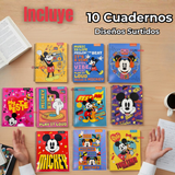 Pack 10 Cuadernos Universitarios Mickey Mouse Proarte 7mm 100 Hojas Diseños Surtidos