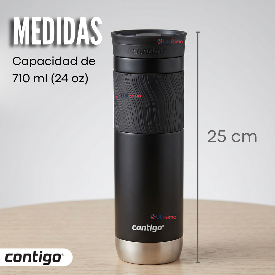 Vaso Termico Contigo Byron 2.0 Snapseal 710 Ml Negro Licorice Acero inoxidable