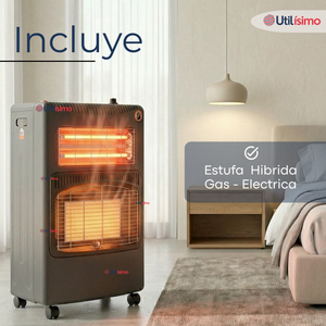 Estufa Hibrida Gas Eléctrica Plegable 5kg A 15kg  GLP - Eficiencia Energética Clase A