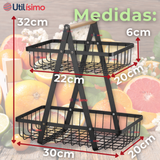 Frutero De Mesa Organizador Multiusos 2 Niveles Negro