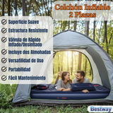 Colchón Inflable 2 Plazas Camping Más Inflador Y Dos Almohadas Bestway
