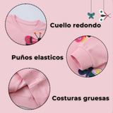 Polerón Cuello Redondo Niña Rosado Mariposa