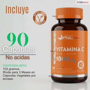 Vitamina C 1000mg Neutra - No Ácida 90 Cápsulas FNL